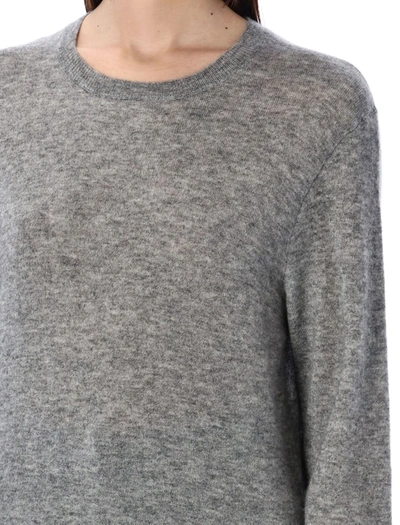 Saint Laurent Fine-knit Crew-neck Jumper In Grey