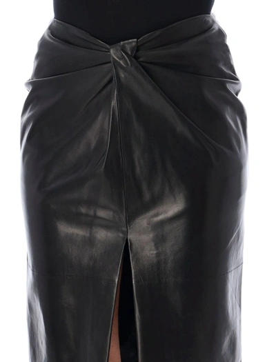 Shop Saint Laurent Lambskin Twist Pencil Skirt In Black