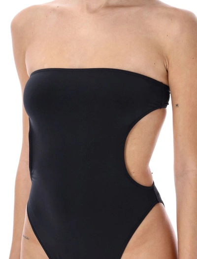 Shop Saint Laurent Cut-out Swimsuit In Black