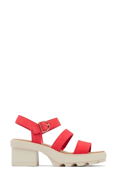 Shop Sorel Joanie Ankle Strap Platform Sandal In Red Glo/ Honey White