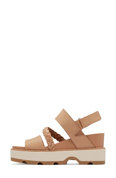 Shop Sorel Joanie Iv Slingback Platform Wedge Sandal In Honest Beige/ Bleached Ceramic