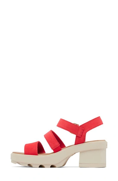 Shop Sorel Joanie Ankle Strap Platform Sandal In Red Glo/ Honey White