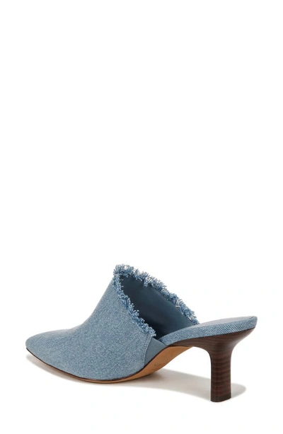 Vince Penelope Frayed Denim Mules In Jeansblue