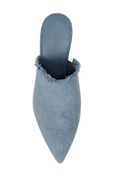 Vince Penelope Frayed Denim Mules In Jeansblue