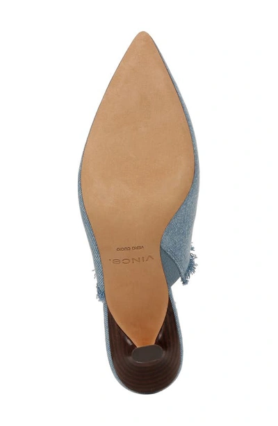 Vince Penelope Frayed Denim Mules In Jeansblue