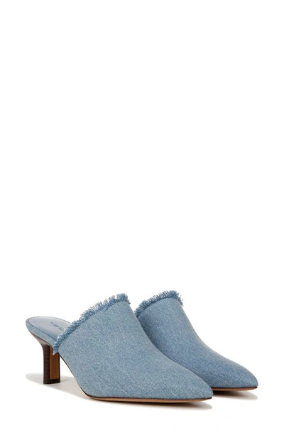 Vince Penelope Frayed Denim Mules In Jeansblue