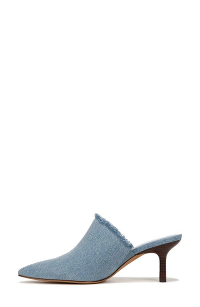 Vince Penelope Frayed Denim Mules In Jeansblue