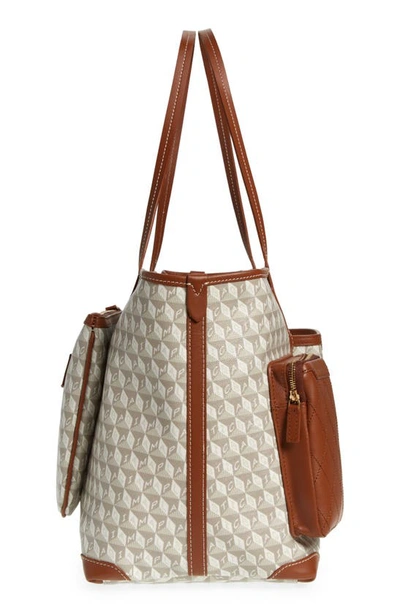 Shop Anya Hindmarch I Am A Plastic Bag Recycled Coated Canvas In-flight Tote In Chalk/ Cognac