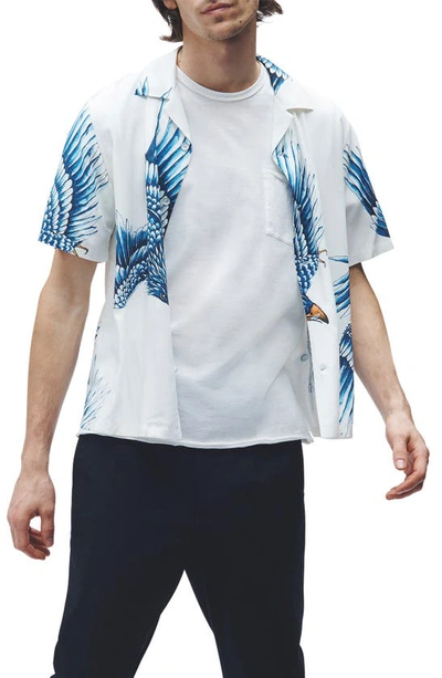 Shop Rag & Bone Avery Print Camp Shirt In Ecru Eagle