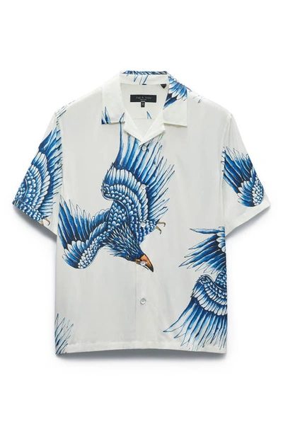 Shop Rag & Bone Avery Print Camp Shirt In Ecru Eagle