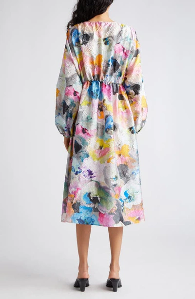 Shop Stine Goya Veroma Floral Long Sleeve Midi Dress In Liquified Orchid