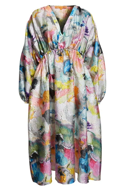 Shop Stine Goya Veroma Floral Long Sleeve Midi Dress In Liquified Orchid