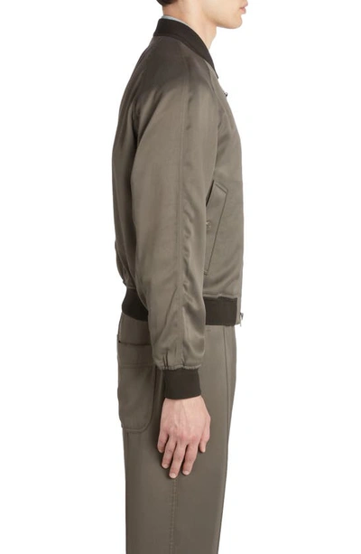 Shop Tom Ford Fluid Cady Bomber Jacket In Brown