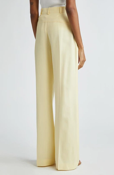 Shop Jacquemus Sauge High Waist Flare Pants In Pale Yellow