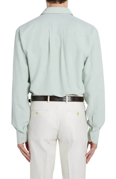 Shop Tom Ford Slim Fit Silk Poplin Button-up Shirt In Dusty Green