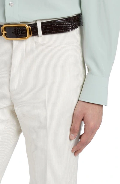 Shop Tom Ford Atticus Cotton & Silk Canneté Pants In Ivory