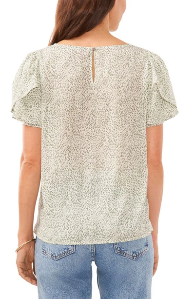 Shop Vince Camuto Abstract Floral Print Tulip Sleeve Top In New Ivory