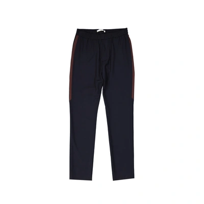 Shop Givenchy Striped Side Panel Wool Trousers In Blue