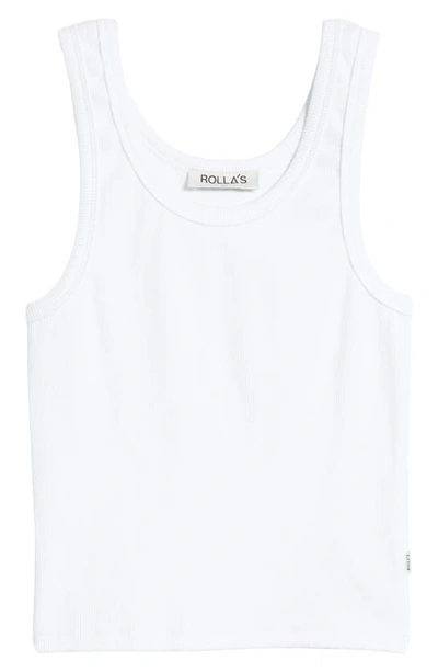 Shop Rolla's Toni Stretch Organic Cotton Ribbed Crop Tank In Vintage White