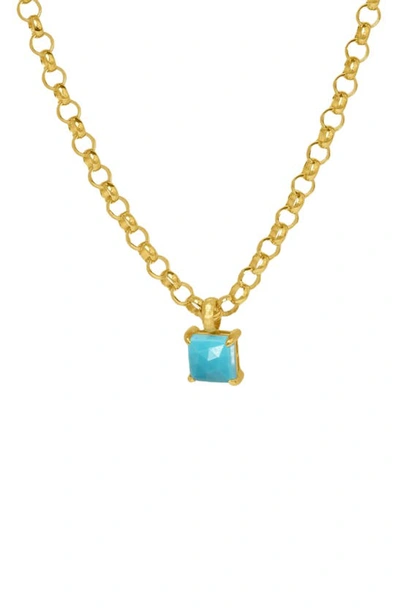 Shop Dean Davidson Nomal Lab Created Turquoise Pendant Necklace In Turquoise Sky/ Gold