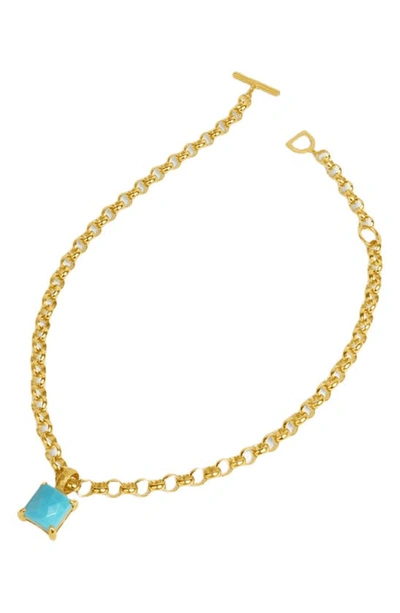 Shop Dean Davidson Nomal Lab Created Turquoise Pendant Necklace In Turquoise Sky/ Gold