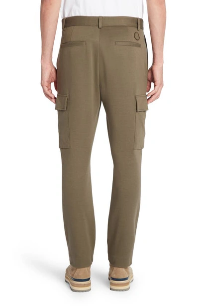 Shop Moncler Cotton Blend Jersey Cargo Pants In Canteen