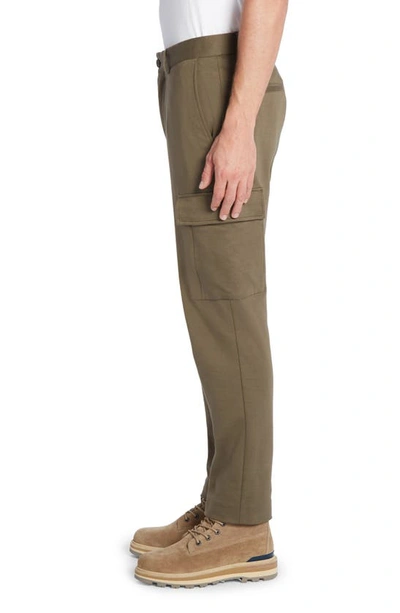 Shop Moncler Cotton Blend Jersey Cargo Pants In Canteen