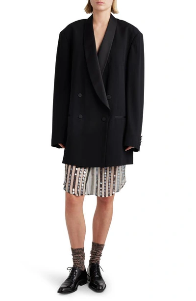 Shop Dries Van Noten Paillette Stripe Sheer Silk Skirt In Black 900