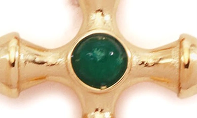 Shop Petit Moments Turin Cross Drop Earrings In Emerald