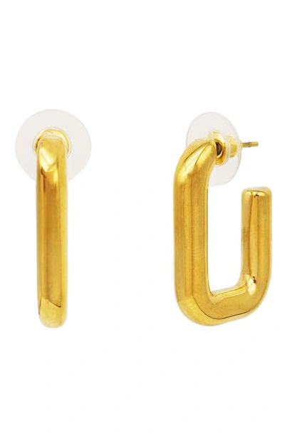 Shop Petit Moments Como Rectangular Hoop Earrings In Gold