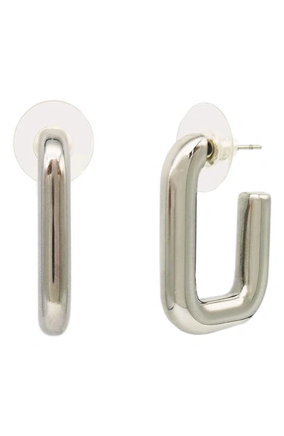 Shop Petit Moments Como Rectangular Hoop Earrings In Silver