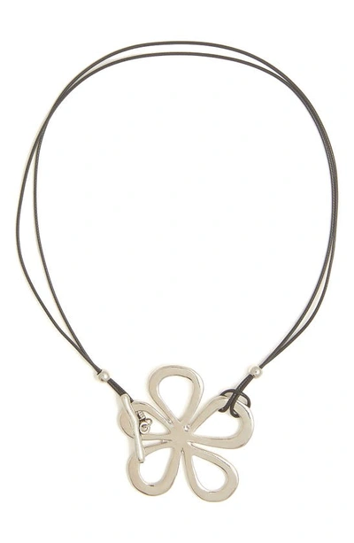 Shop Petit Moments Patti Flower Pendant Necklace In Silver