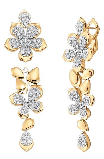 Shop Sara Weinstock Lierre Floral Diamond Removable Drop Earrings In Yellow Gold