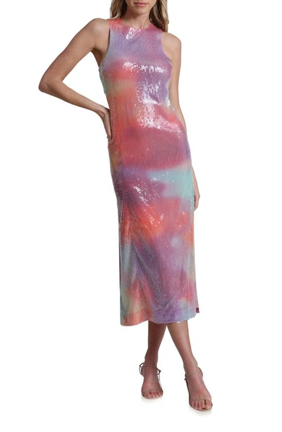 Shop Avec Les Filles Tie Dye Sequin Cutout Cocktail Midi Dress In Miami Sunset