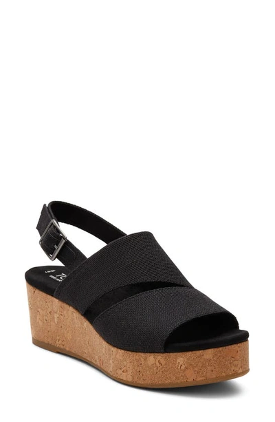 Shop Toms Claudine Platform Wedge Sandal In Black