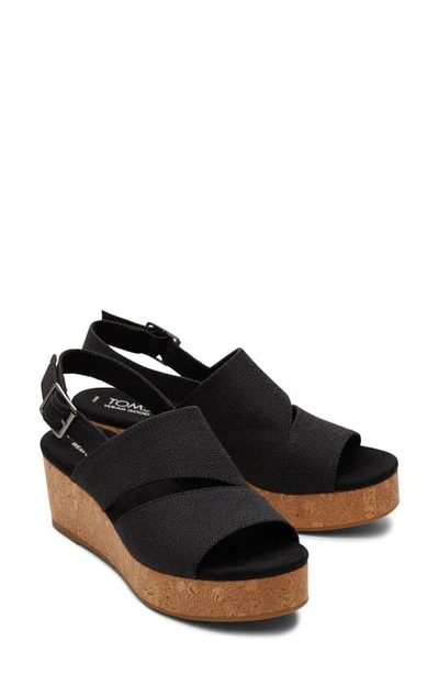 Shop Toms Claudine Platform Wedge Sandal In Black