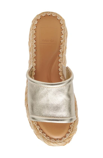 Shop Dolce Vita Chavi Platform Slide Sandal In Light Gold Metallic Leather