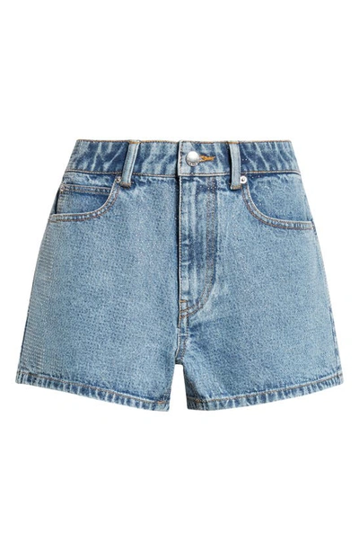 Shop Alexander Wang Shorty High Waist Hotfix Denim Shorts In Vintage Light Indigo