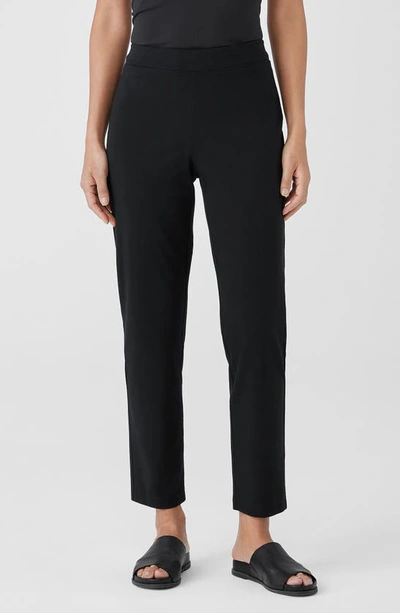 Eileen Fisher Organic Cotton Tapered Ankle Pants In Black