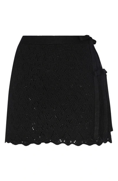 Capittana Kaia Side Tie Knit Cover-up Wrap Skirt In Black