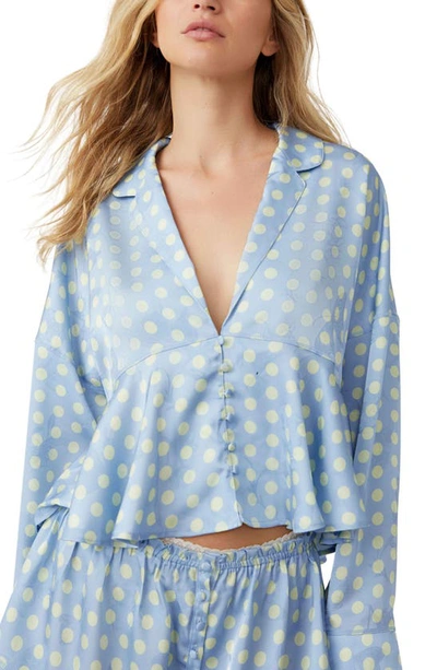 Free People Beauty Sleep Short Pajamas In Cashmere Blue Combo