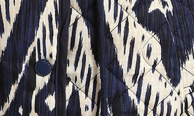 Shop Avec Les Filles Ikat Print Quilted Cotton Jacket In Navy Ikat
