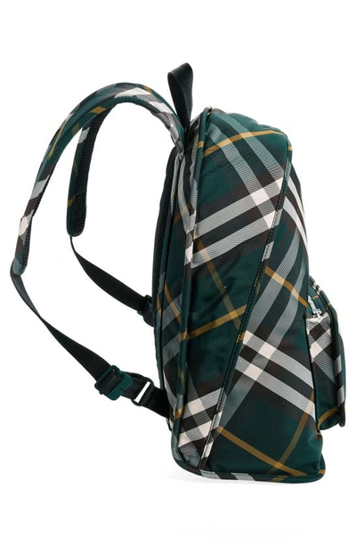 Shop Burberry Shield Check Nylon Backpack In Ivy