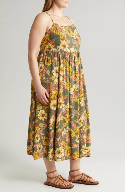 Shop Treasure & Bond Floral Print Sleeveless Maxi Dress In Olive Kalamata Amelia Floral
