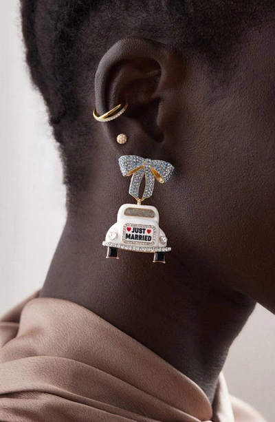 Baublebar Just Married Car Statement Earrings In White Multi