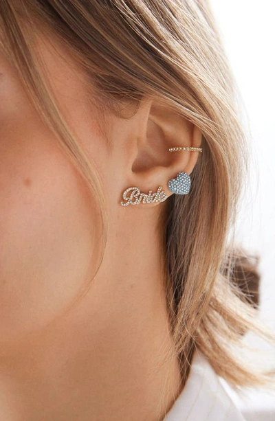 Shop Baublebar Bride & Heart Stud Earring Set In Blue Multi