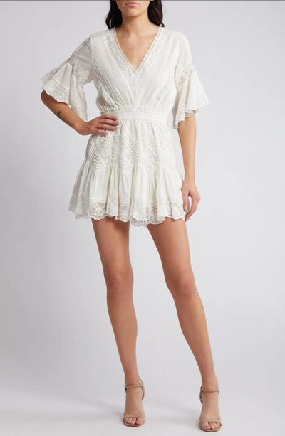 Shop Loveshackfancy Calamina Lace Minidress In Bright White