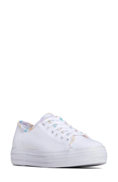 Shop Keds Triple Kick Platform Sneaker In White/ Multi Canvas
