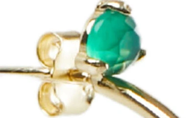 Shop Argento Vivo Sterling Silver Semiprecious Stone Hoop Earrings In Gold/ Green