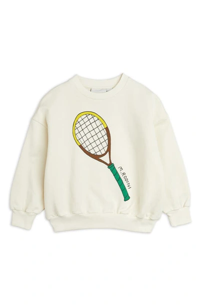 Shop Mini Rodini Kids' Tennis Organic Cotton Graphic Sweatshirt In Off White